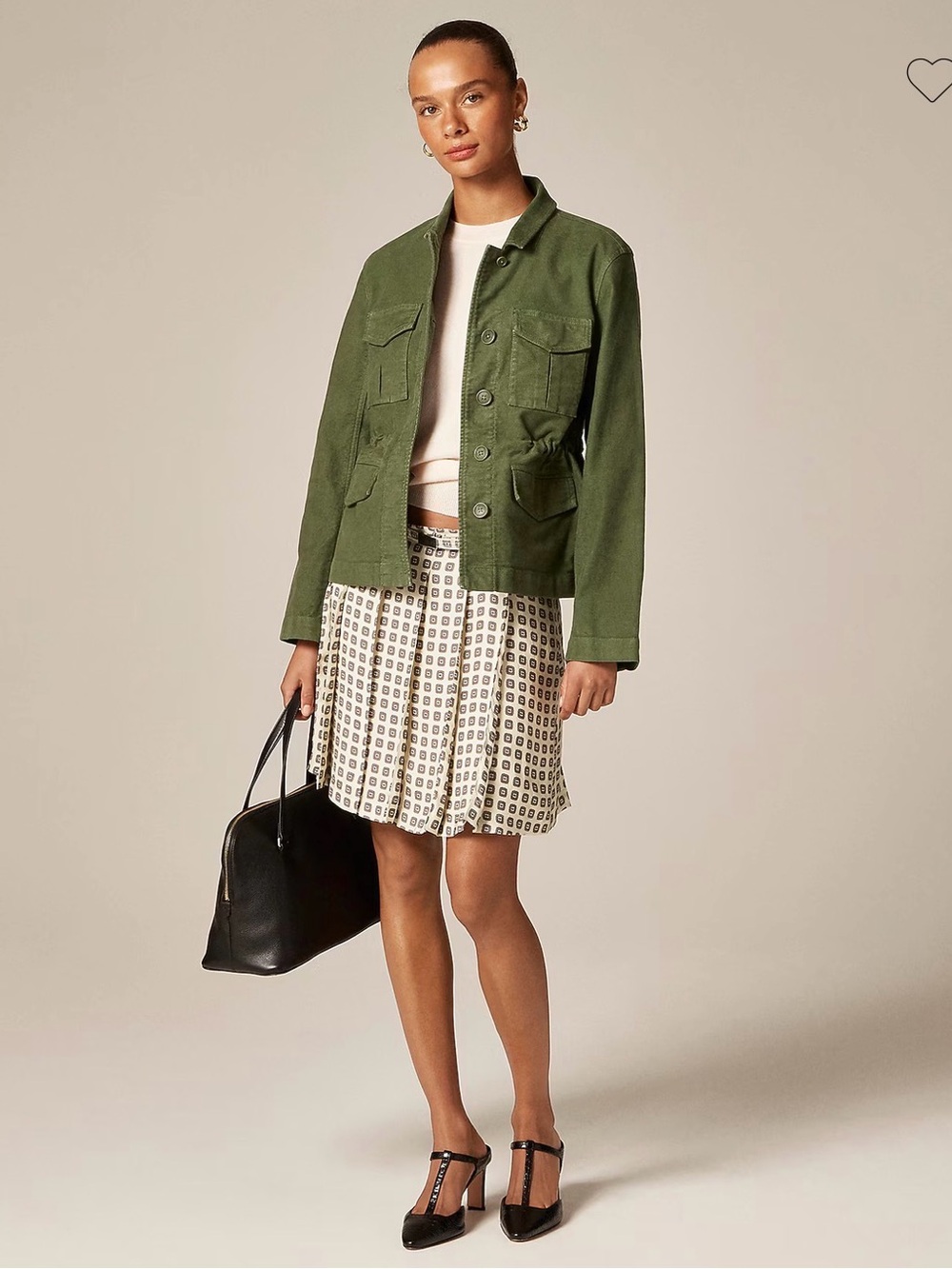 J.CREW Women's Utility Chore Jacket Brushed Chino Pesto Olive Green Size 10